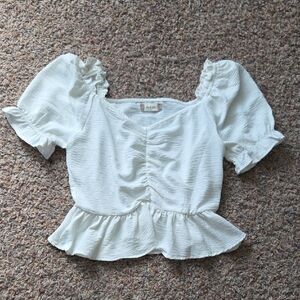 Altar'd State Cream Ruffled Blouse